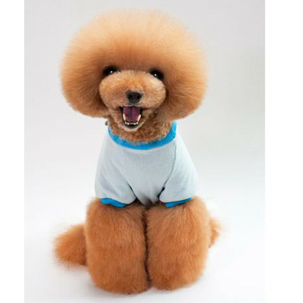 Pet Soft Cotton Dog Shirts Outwear Puppy Coat Clothes Apparel Blue L