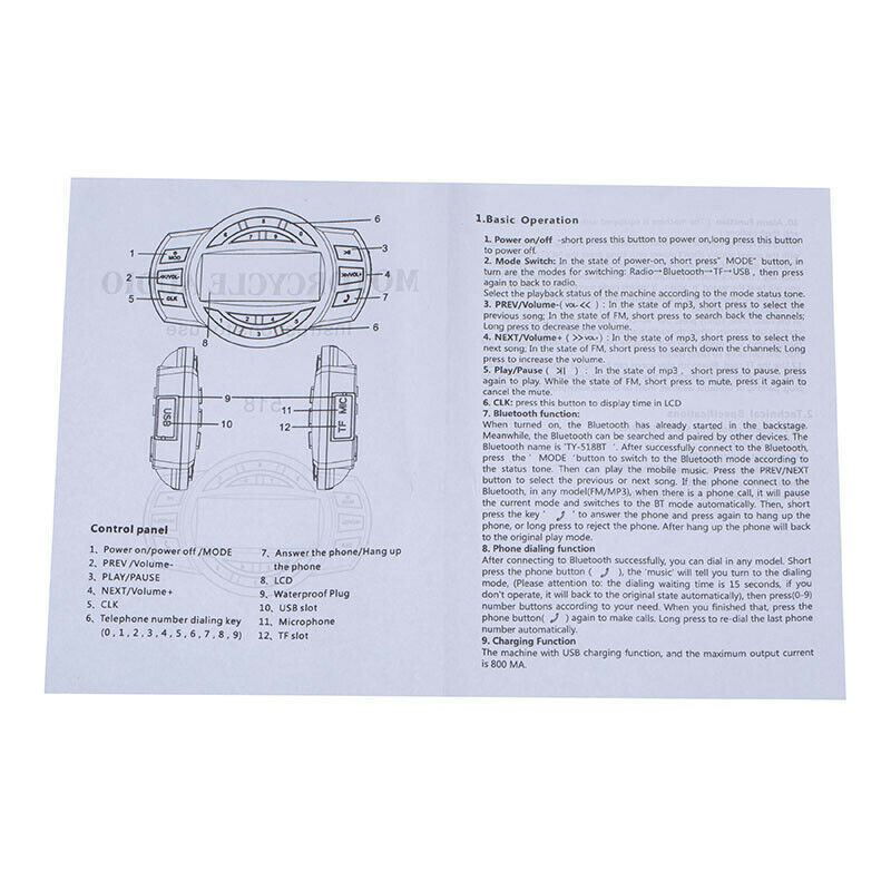 Motorcycle Host Machine Bluetooth Audio MP3 Radio Stereo Speaker Universal Bike