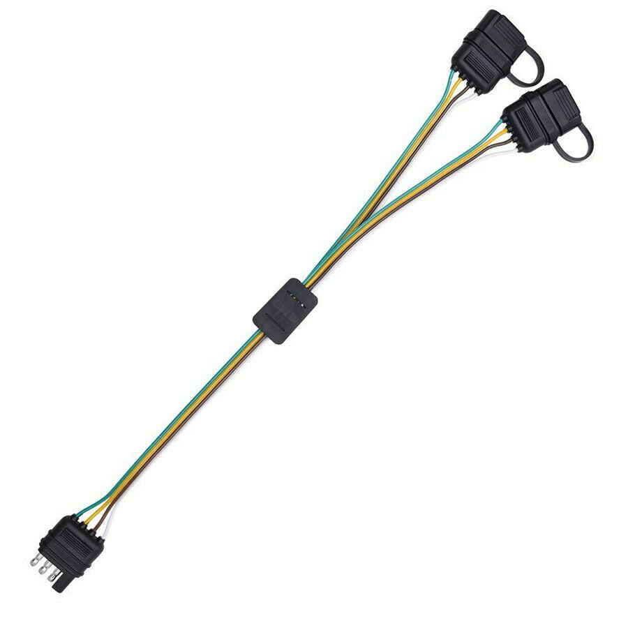 17.5" Heavy Duty Trailer Y-Splitter with Dust Cap Flat 4-Pin Insulating Housing