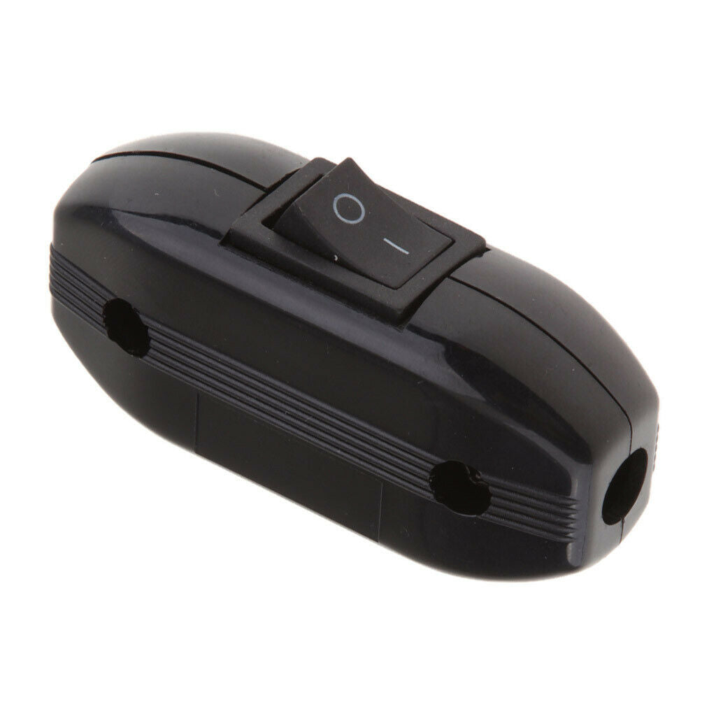 2 Pieces Bedroom Black Boat Rocker Switches Line Cord On/Off Switches