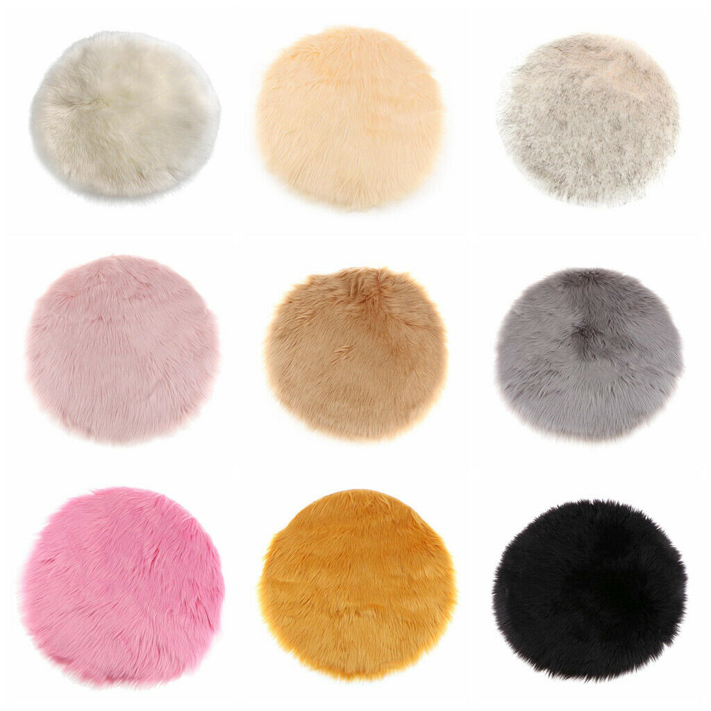 3pcs Artificial Sheepskin Car Seat Pads 12inch Round Pad Fleece Floor Mats
