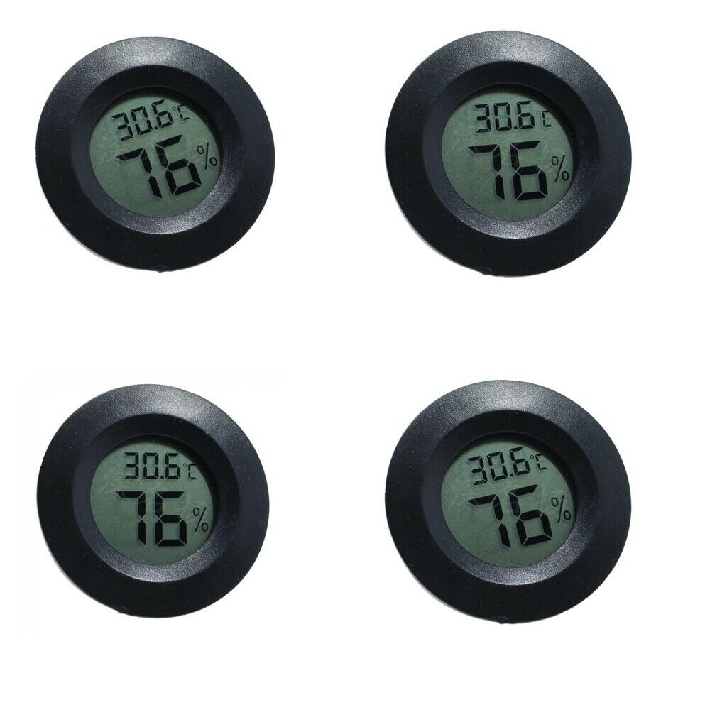 4x Thermometer Humidity Hygrometer Black Reptile Lizards Amphibians Tank