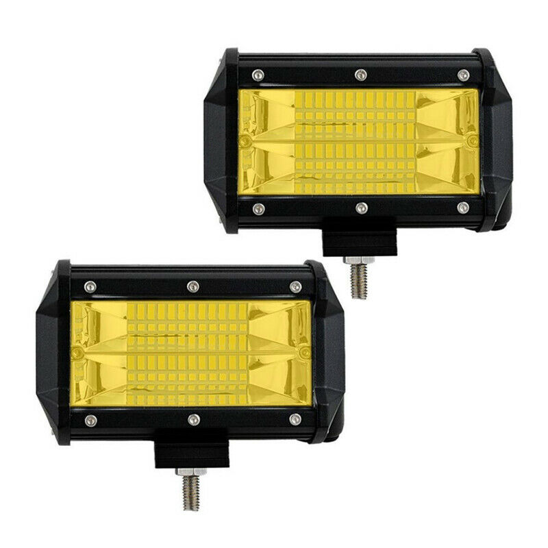 2X 72W Car Doul Row Yellow LED Work Light Off-road Maintenance Headlight Foglamp