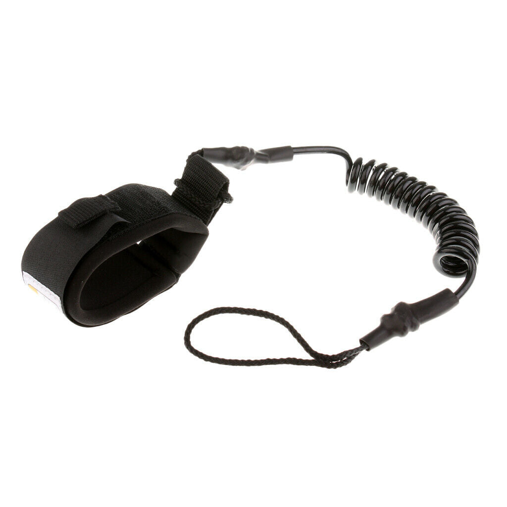 Surfboard Longboard Leash 5' Coiled Stand-Up Paddle Board Leash   - Black