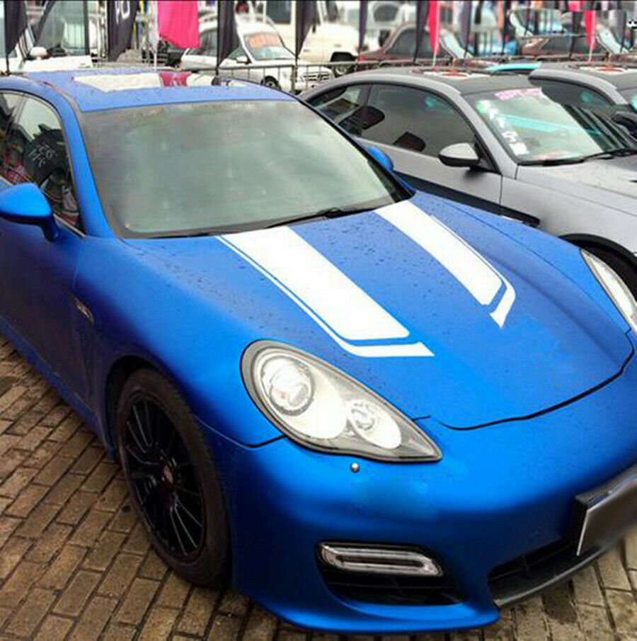 2pcs Racing Car Hood Stripe Vinyl Decals Auto Bonnet DIY Graphic Stickers Black