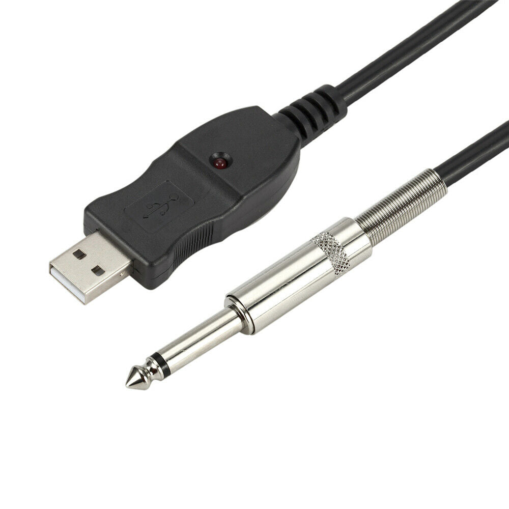 3 Meters Electric Guitar Bass Cable 6.35mm to USB Interface Link PC Audio Cable