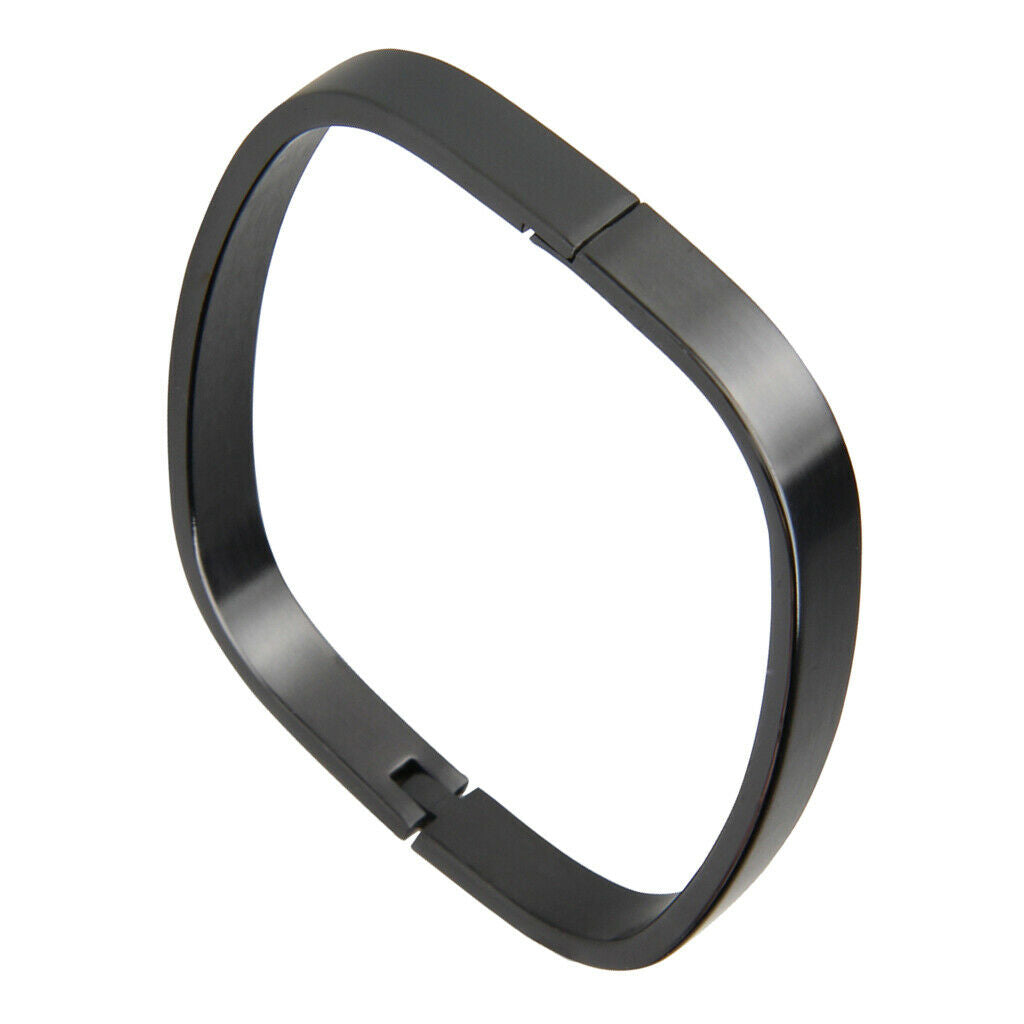 Stainless Steel Couples Bracelet Cuff Bangle Square Wristband Black 6mm