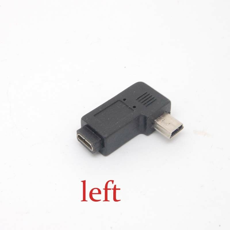 Mini USB Type A male to Micro USB B feMale 90 Degree left Angle Adapter Charger