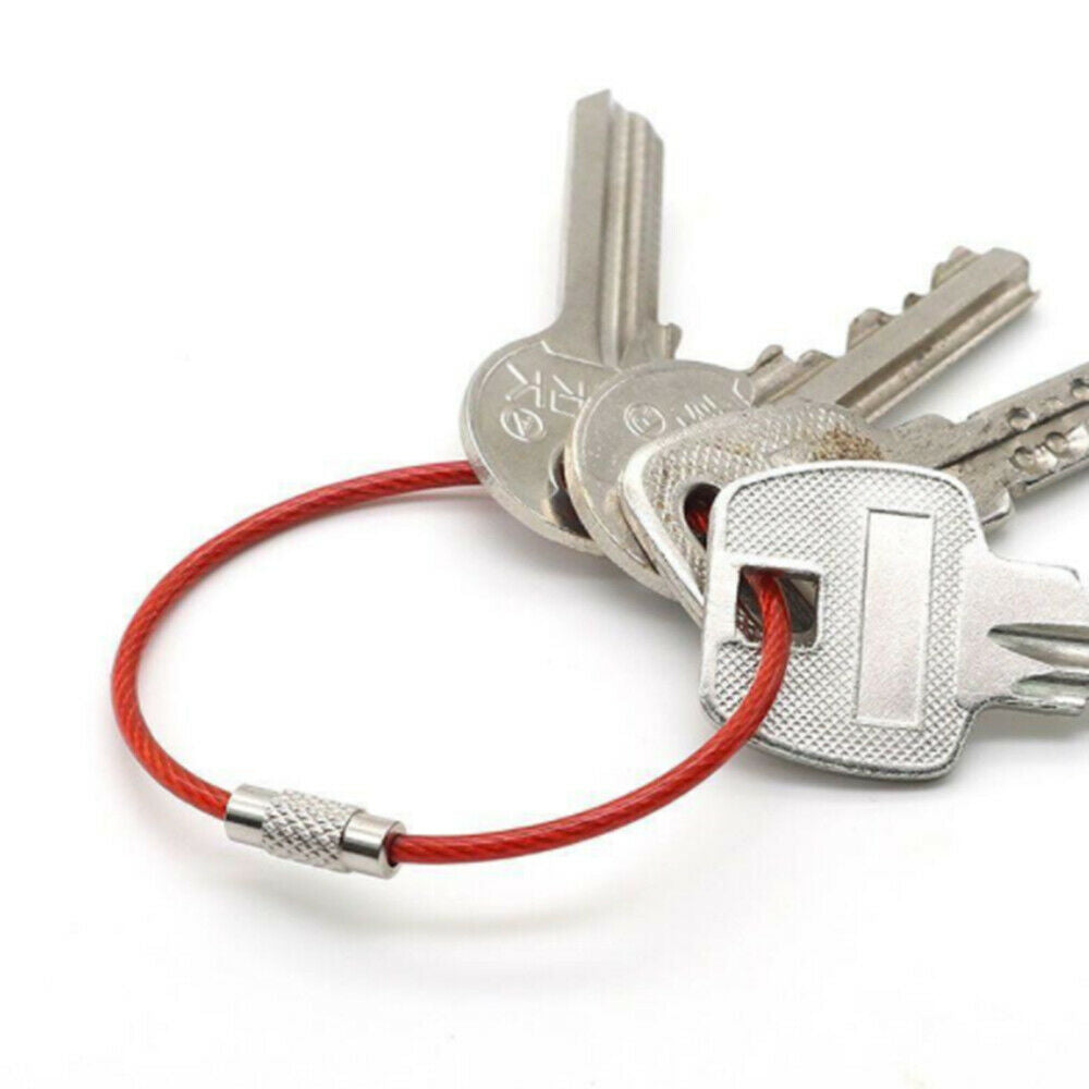 5Pcs EDC Keychain Carabiner Key Holder Wire Keyrings Cable Rope Screw Locking