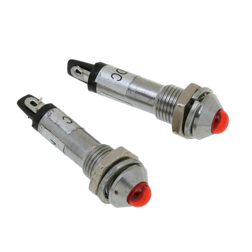10pcs 8mm 24V Red LED Metal Indicator Pilot Light XD8-2