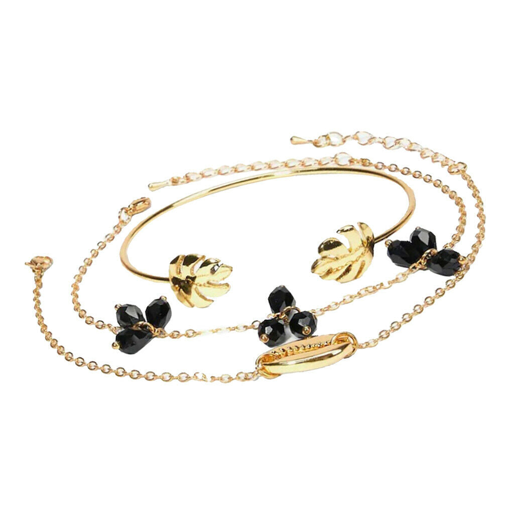 3pcs Fashion Crystal Bracelet Charm Bangle Alloy Wristband Lady Jewelry Gift