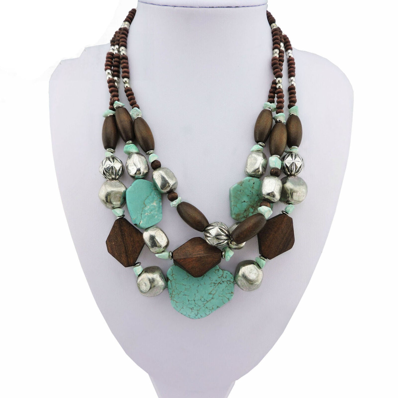 Bohemian Multilayer Turquoise Chunky Choker Necklace Women Jewelry Gifts