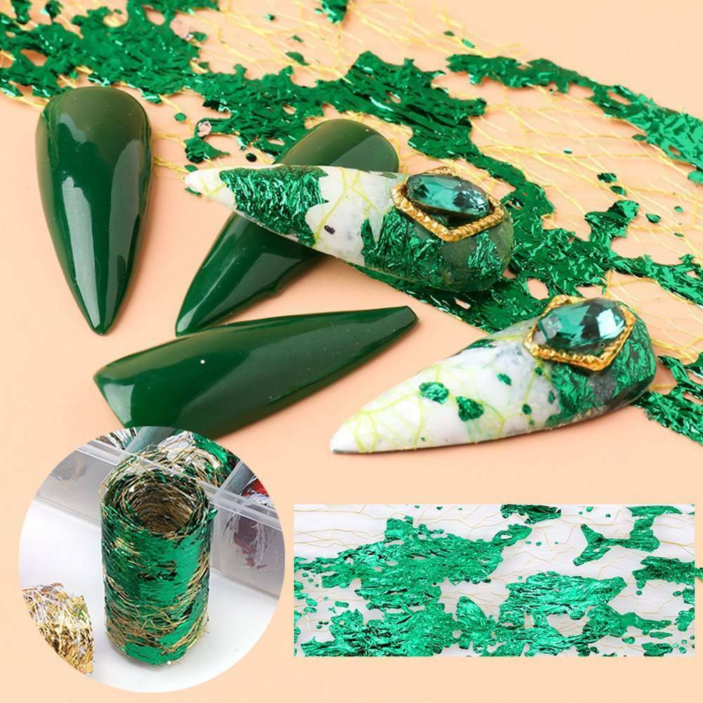 10Roll Silk Nail Art Foil Lace Fragments Glitter Flakes Decor Manicure Decals US