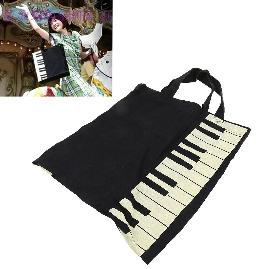Fashion Black Piano Keys Music Handbag Tote Bag Shopping Bag Handbag