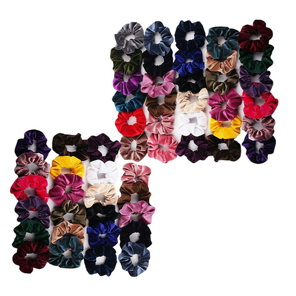53x Colorful Hair Scrunchies Hair Band Lady Soft Bobble Hair Ties Ropes