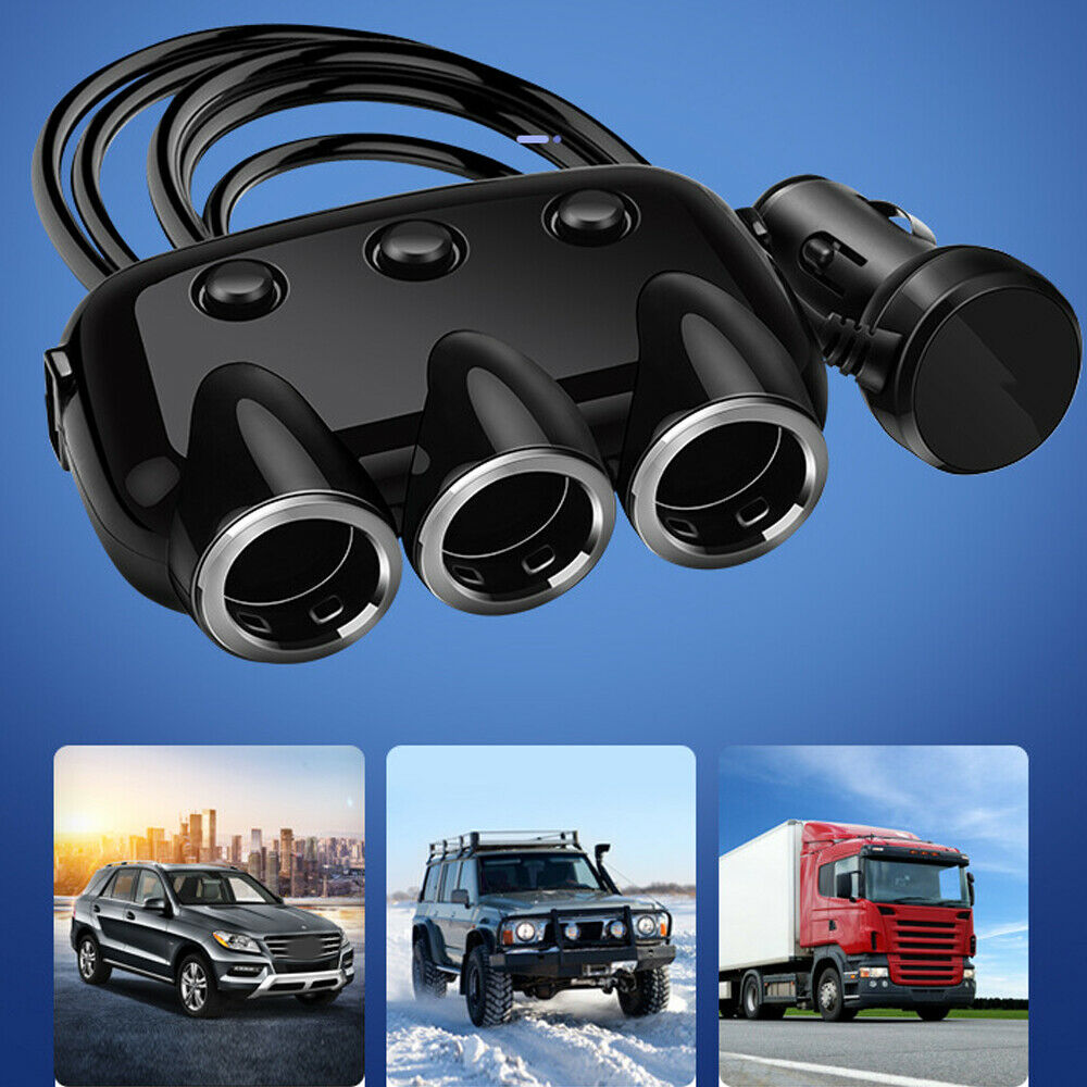 12V 3Way Car Cigarette Socket Lighter Splitter Cell Phone Power Charger Adapter!