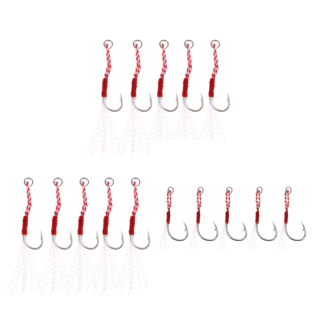 15 Pcs Jigging Assist Hooks Fishhooks Worm Hooks Barbs 10/11/20 #