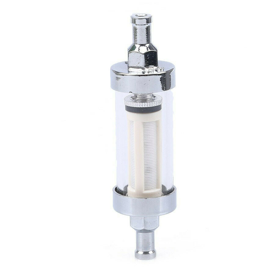 1 Pc Metal & Glass 8mm 5/16'' Motorcycle Fuel Gas Filter Reducing Engine Wear