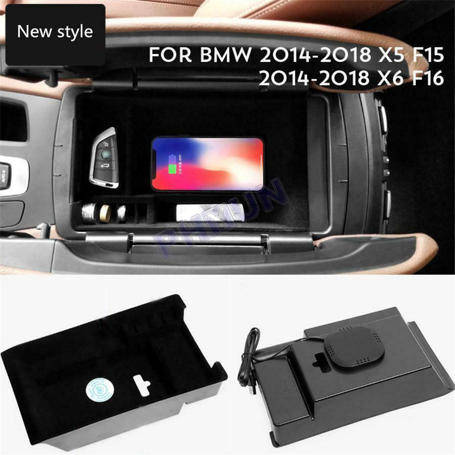 For 2014-18 BMW X5 X6 F15 F16 Smart Phone Wireless Fast Charging Armrest Box