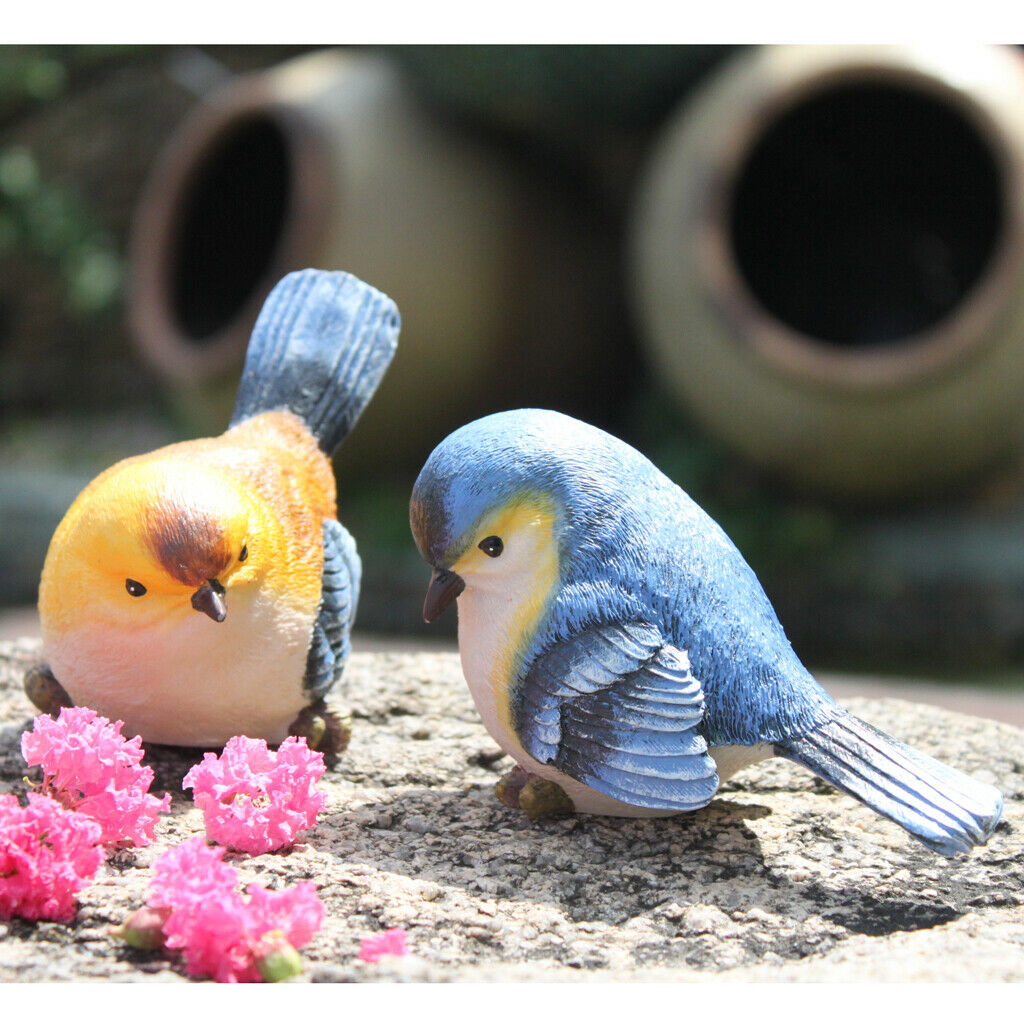 Creative Rural Garden Decor Emulation Bule & Orange Birds Christmas Gift