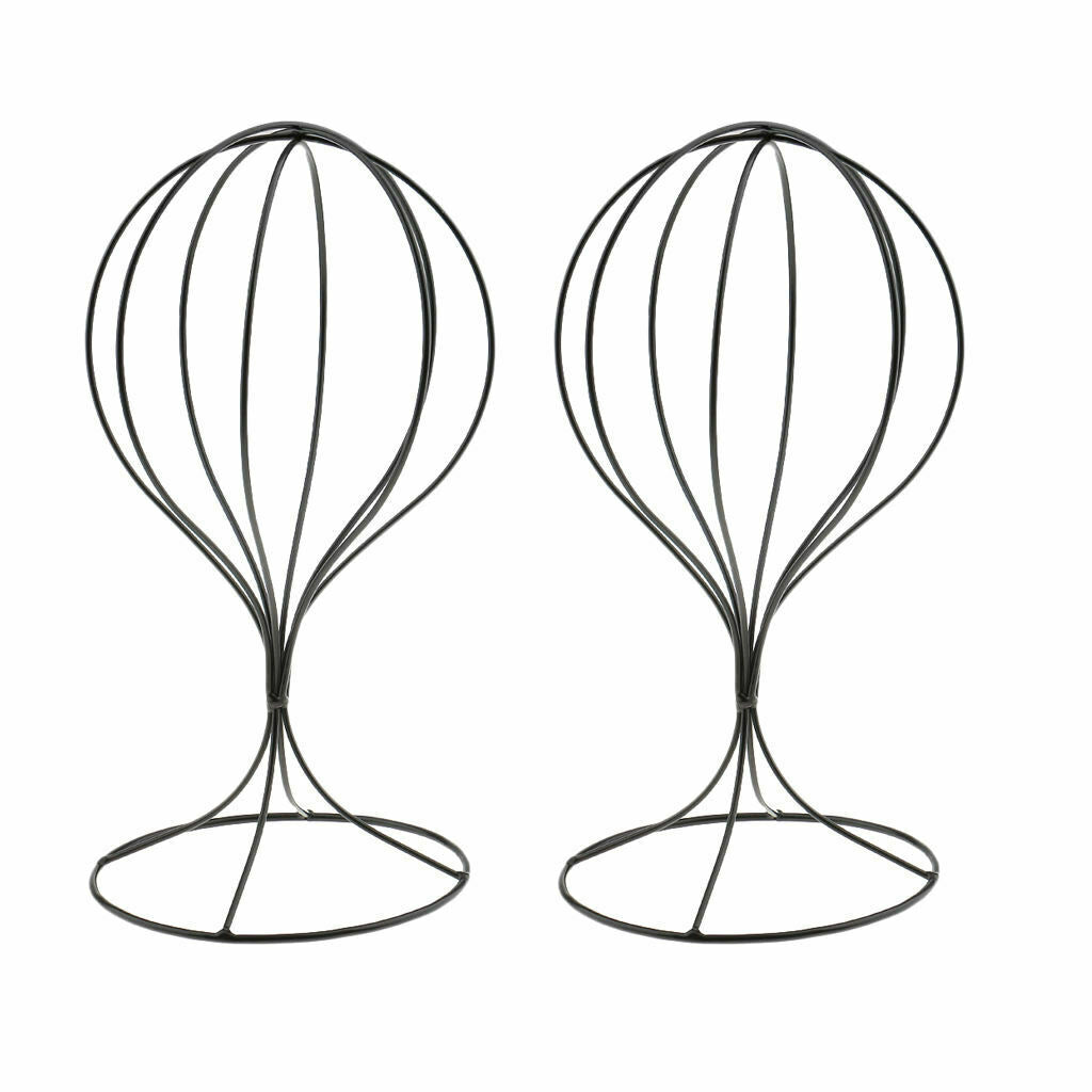 2x Balloon Style Metal Hat Holder Desktop Wig Display Stand Organizer Black