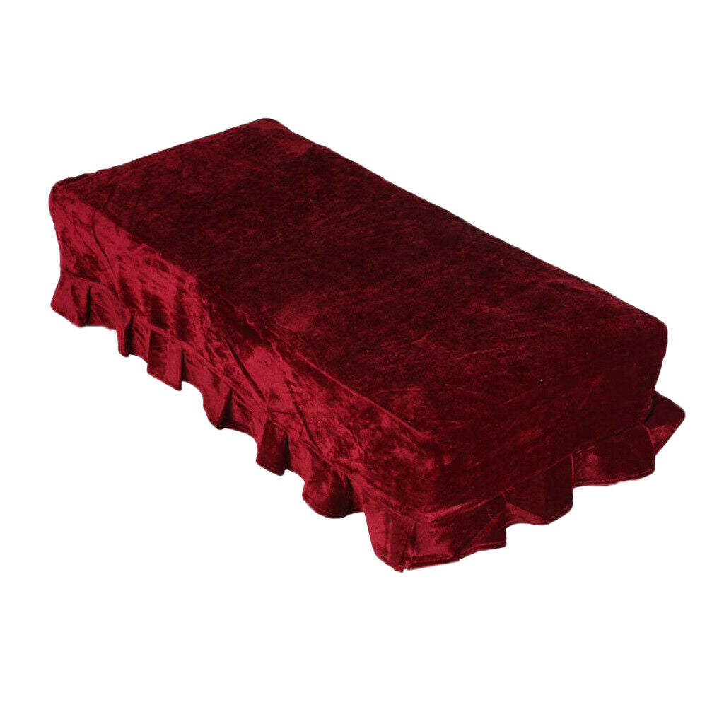 Elegant Wine Red Velvet Double Piano Cover Ottoman Chair Ottoman Seat