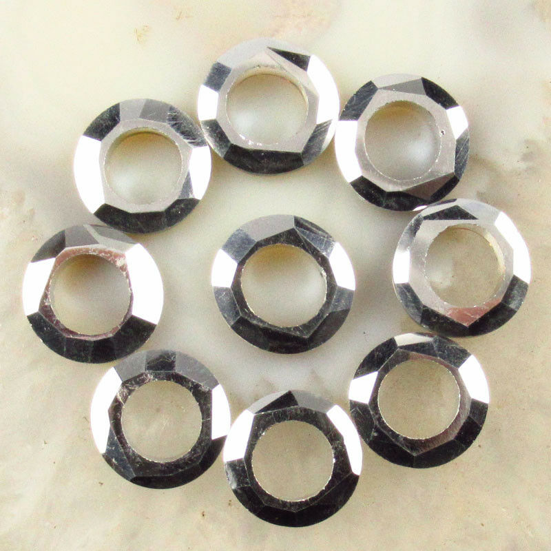 12Pcs 14x3mm Faceted Rainbow Titanium Crystal Donut Pendant Bead A-204SJ