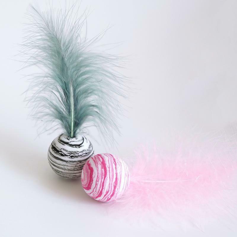 Cat Feather Toys Interactive Cat Chasing Toys for Indoor Cats Starry Sky Balls