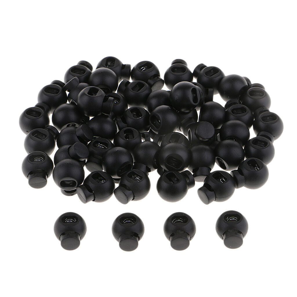 50Pcs Spring Loaded Plastic Toggle Stopper Cord Locks End Adjuster Fasteners