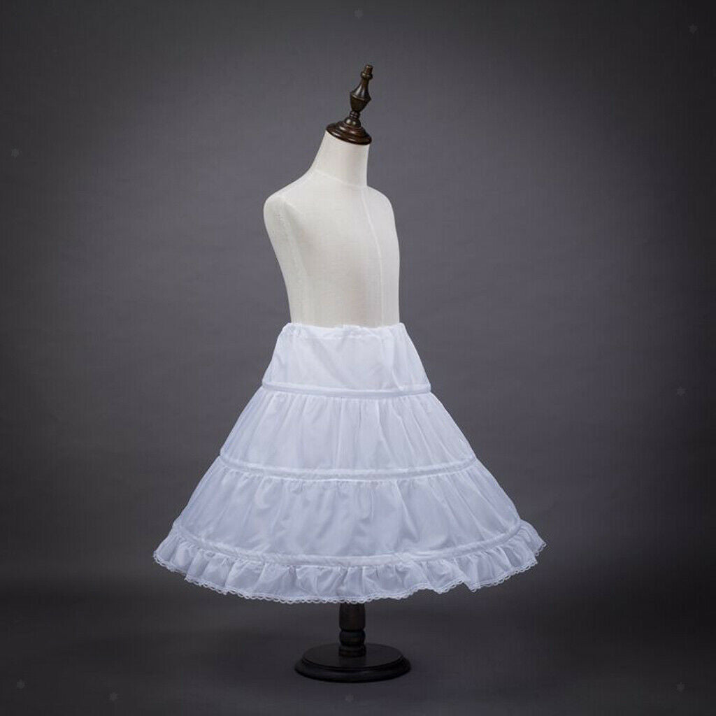 Flower Girl Children A-Line Crinoline Petticoat Slips Underskirt Age 2-14