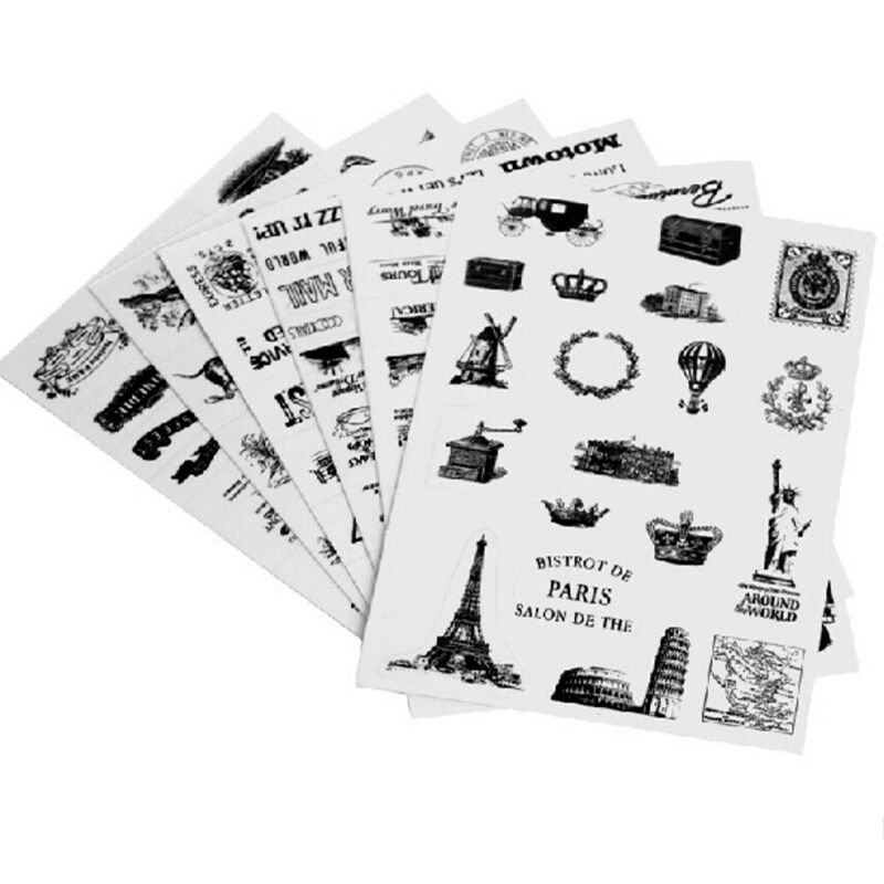 6X Retro Diary Decoration Scrapbooking Transparent Stationery Planner Stic.l8