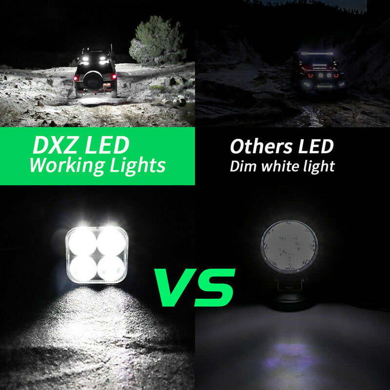 Pair 3" 4 LED White Car Work Lights Spot Flood Light Bar Reverse 12W DC12V-60V