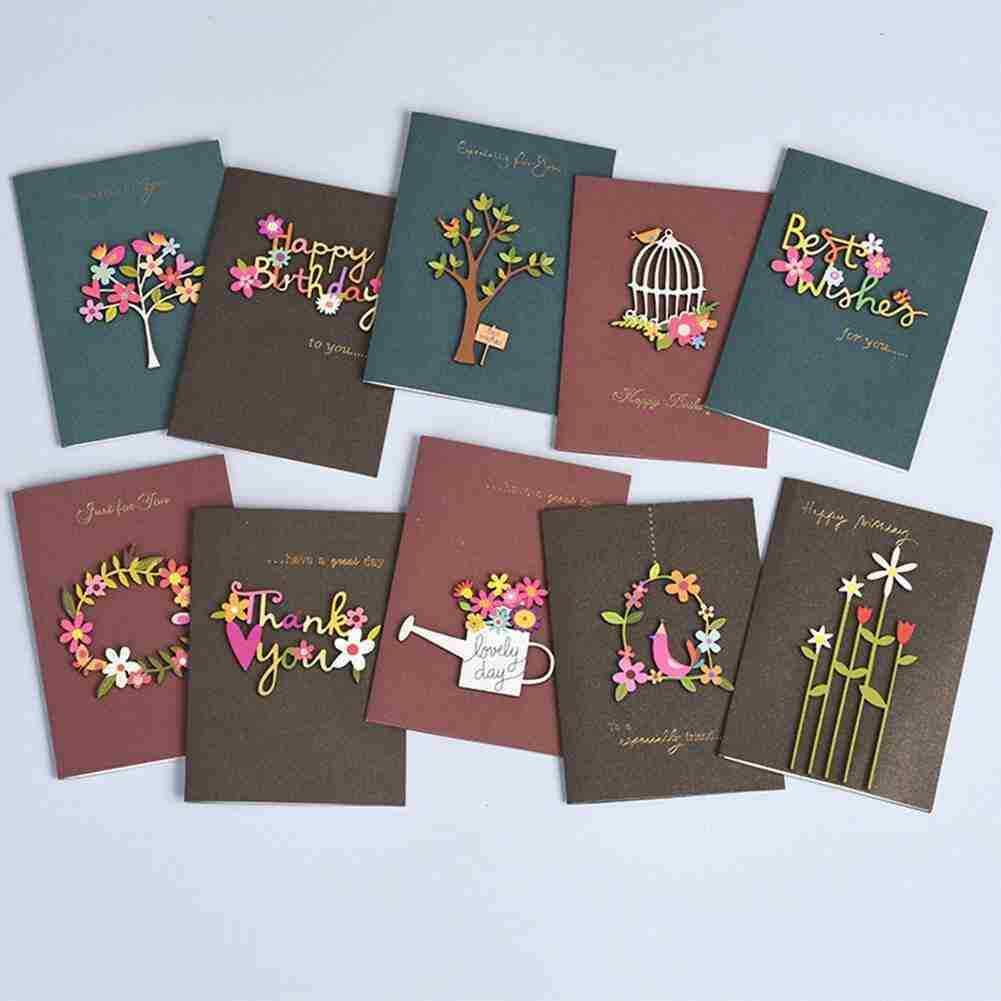 1pcs Thank you Card DIY Dried Flowers Weddings Birthday Krafts New Greeting