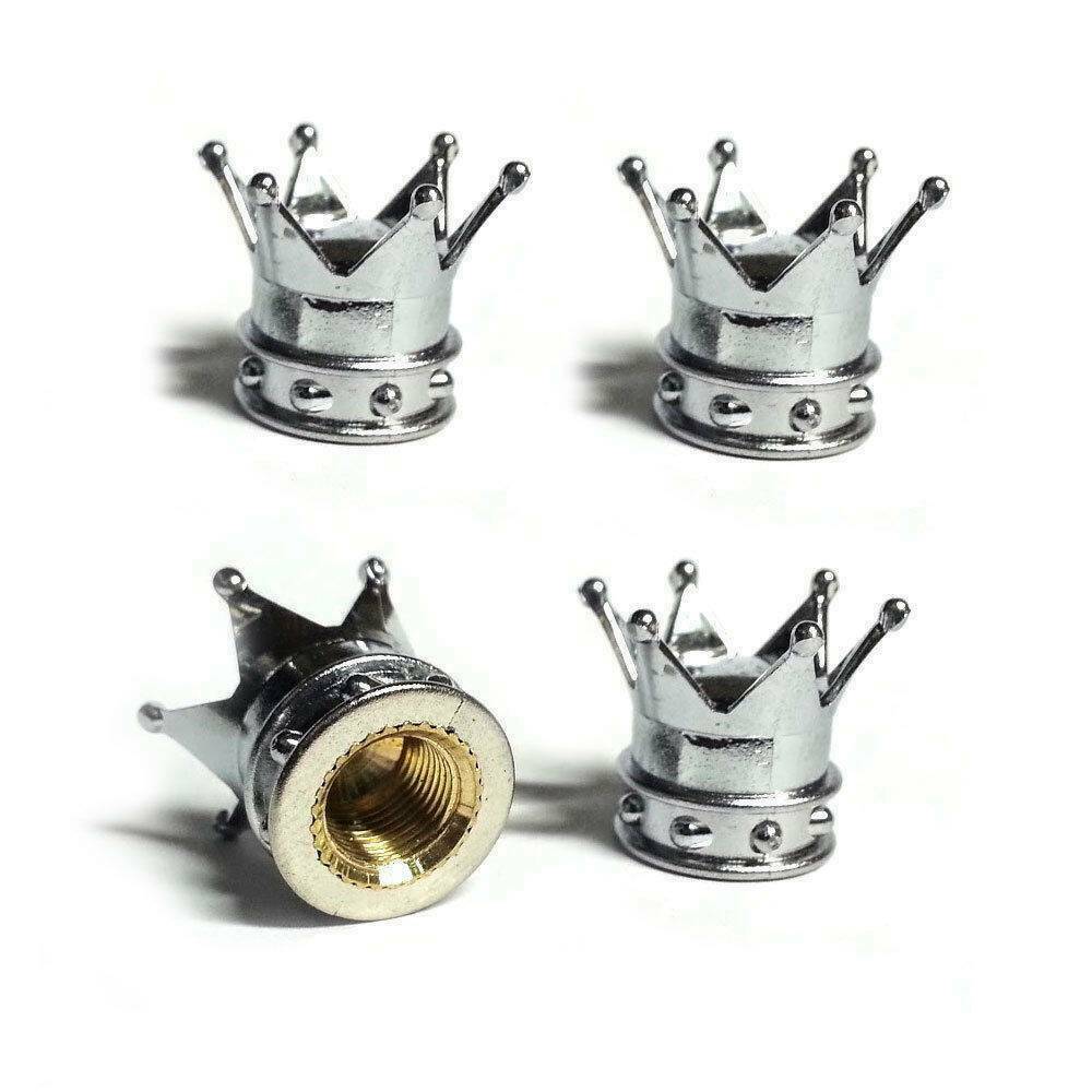 4x Chrome Royal "Crown" Tire Air Valve Stem Caps for Car, Truck SUV ,Motorcycle