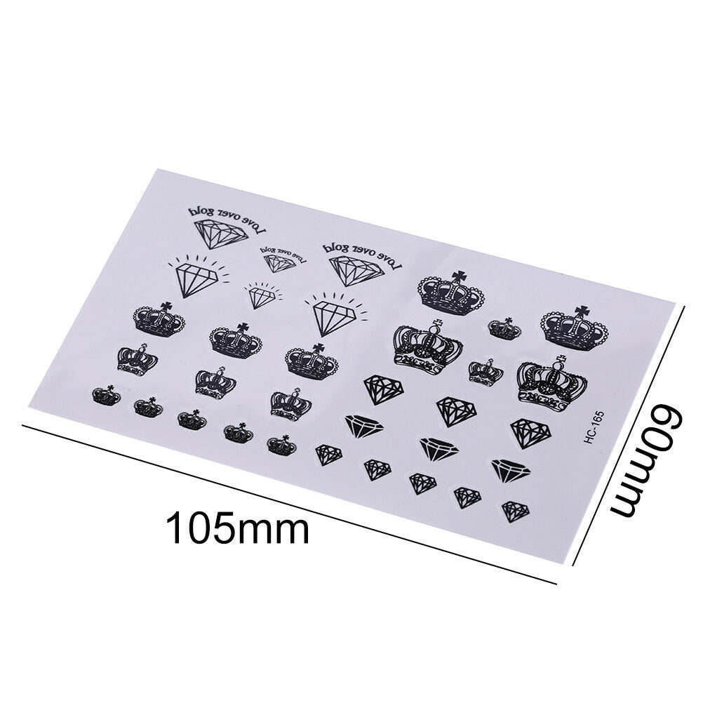 1X Diamonds and Crowns Temporary Tattoos Arm Leg Waterproof Tattoo Stickers BDAU