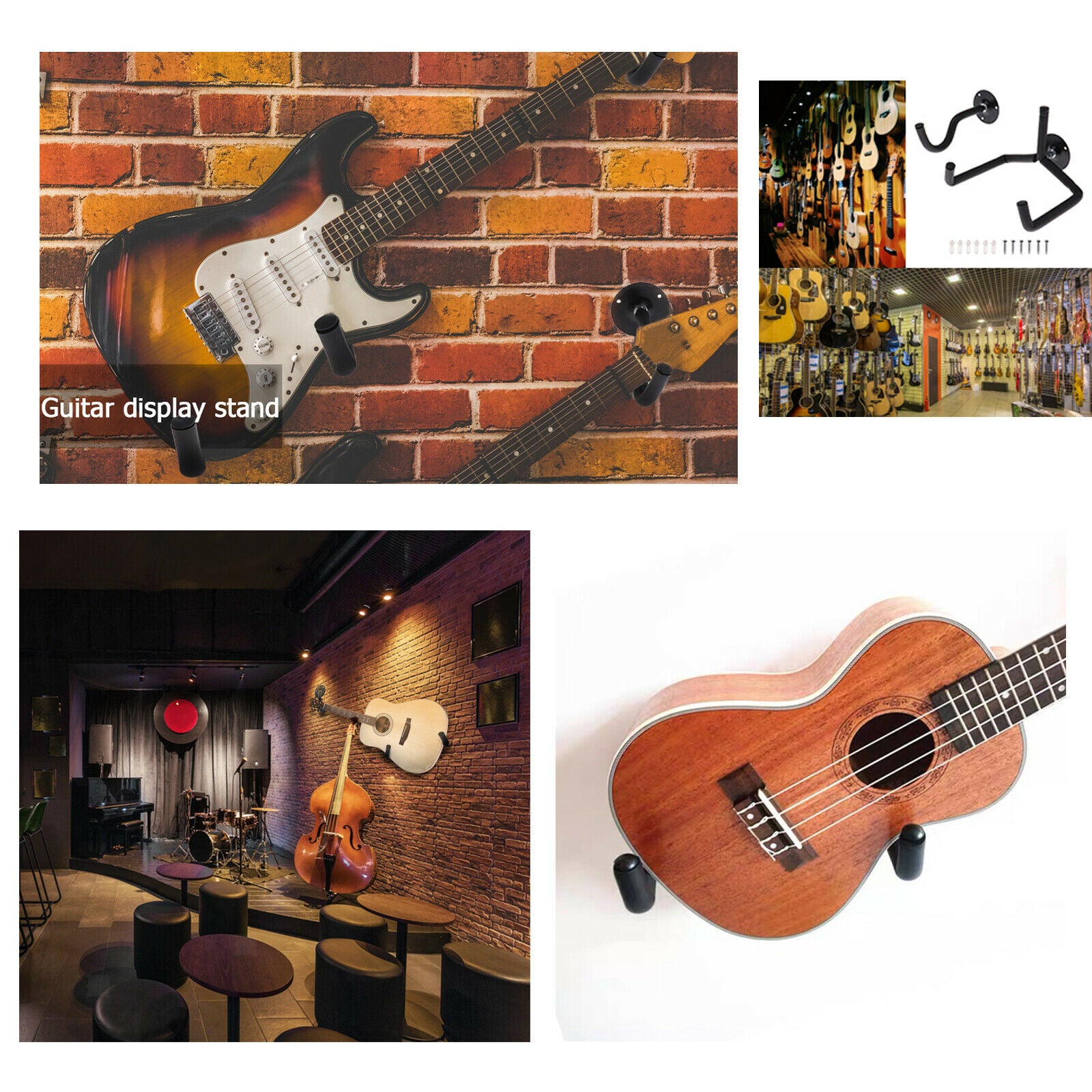 Metal Guitar Wall Bracket Hanging Holder for Guitar Slats Display