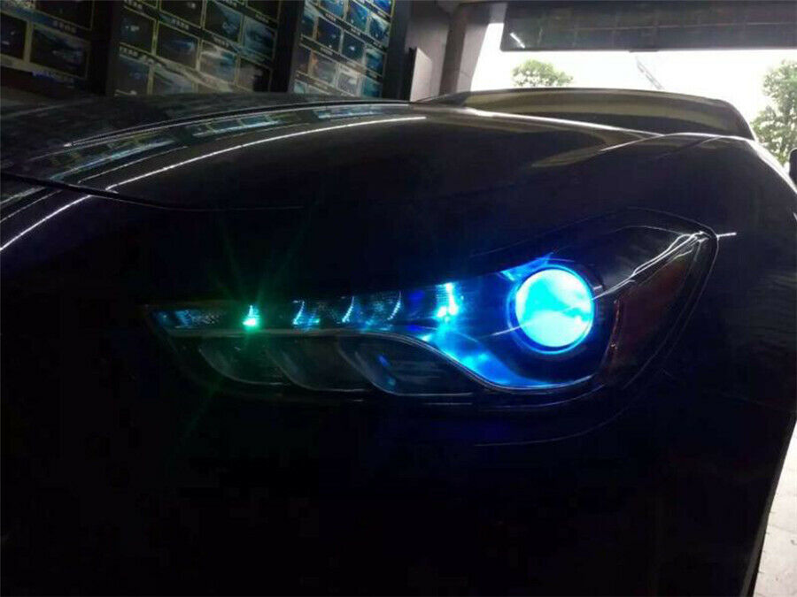 2X LED Demon Eye Halo Ring Car Headlight Projector Lens Bluetooth Remote Control