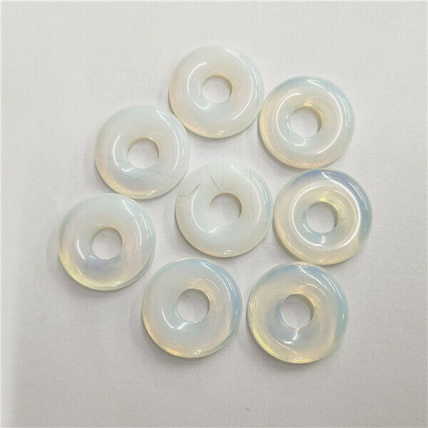 8Pcs 18mm White Opal Round Donuts Pendant Bead DIY Jewelry Necklace Making HH227