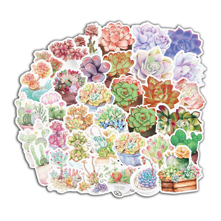 50pcs/pack DIY Pad Stickers Memo Stationery Succulent Bonsai Stickers Scrapbook
