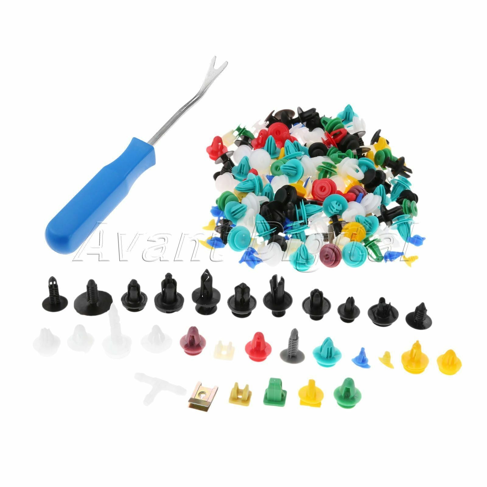 Plastic Mixed Door Bumper Panel Fender Fastener 500PCS with blue remover Tool