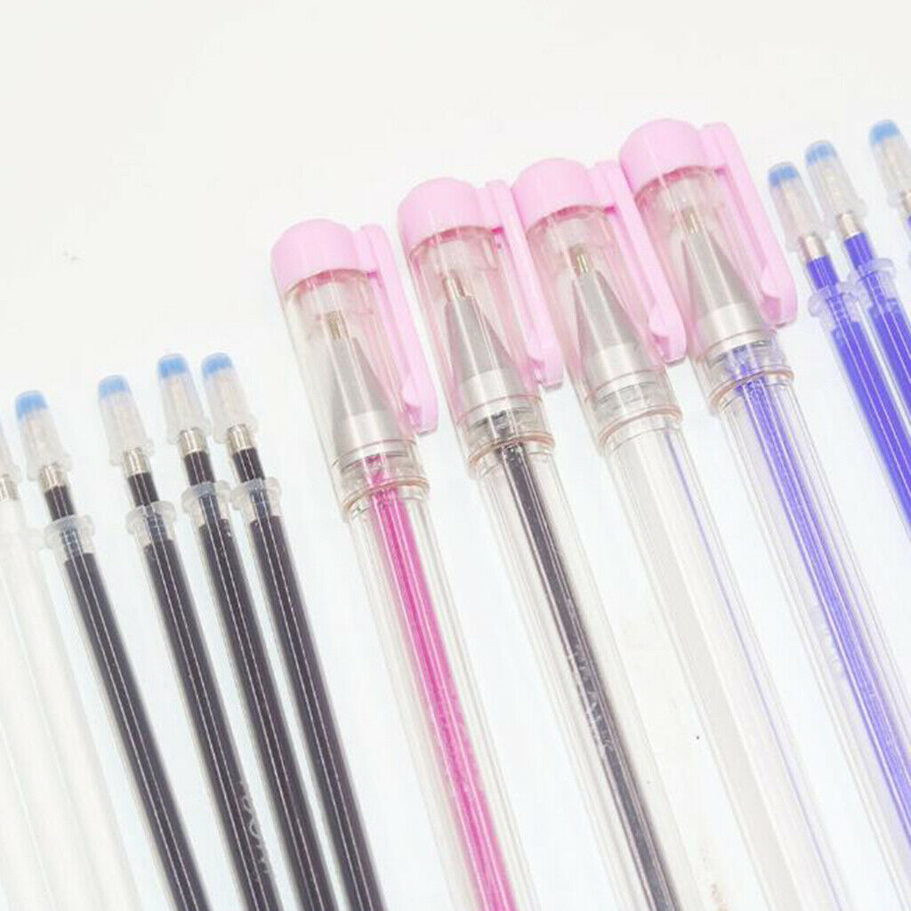 4 Colors Heat Erasable Pens Fabric Marking Pens with 20 Refills for Dressmaking