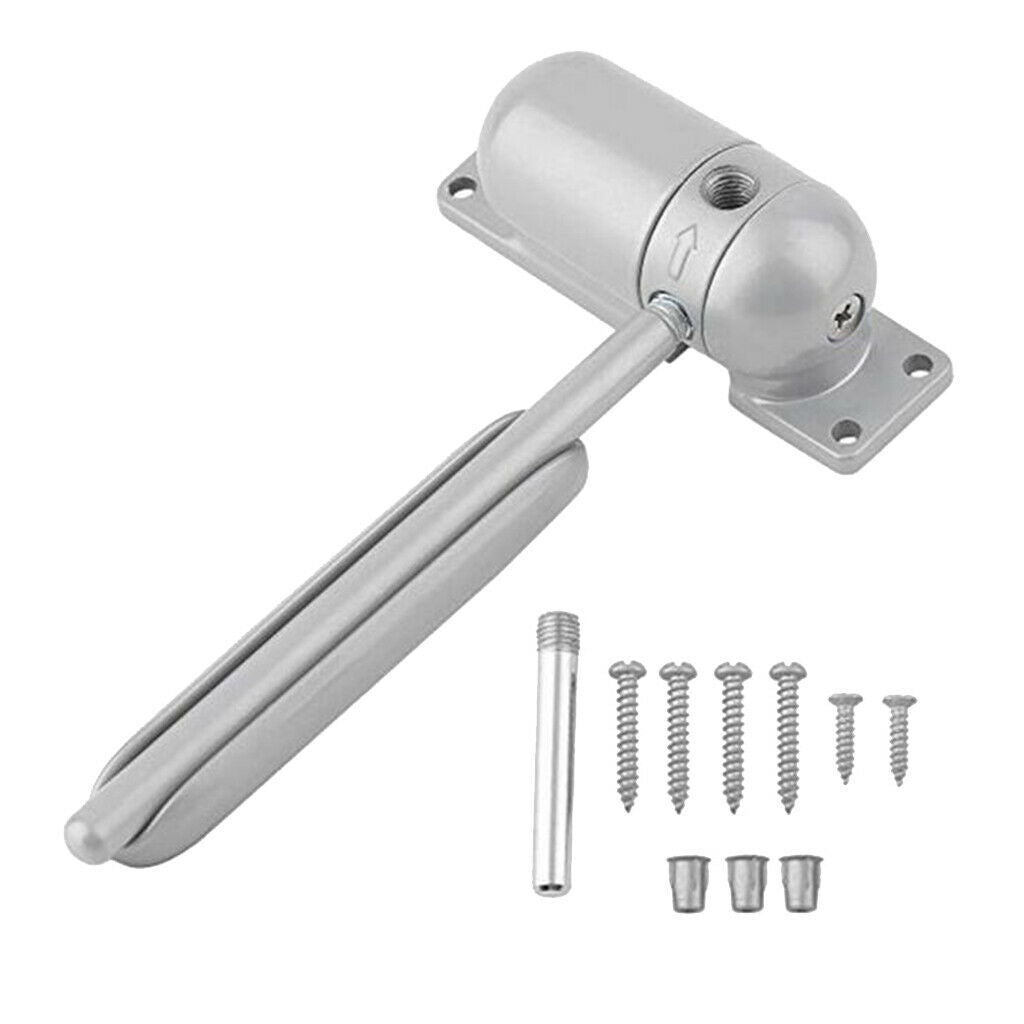 2x Zinc Alloy Door Closer Fire Rated Automobile Adjustable Door Stopper Gray