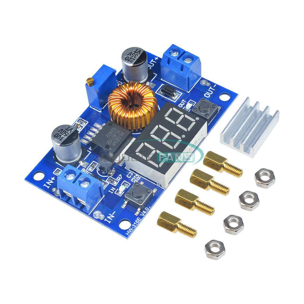 2PCS 5A Power CC/CV Step-down Charge Module LED Driver Adjustable + Voltmeter