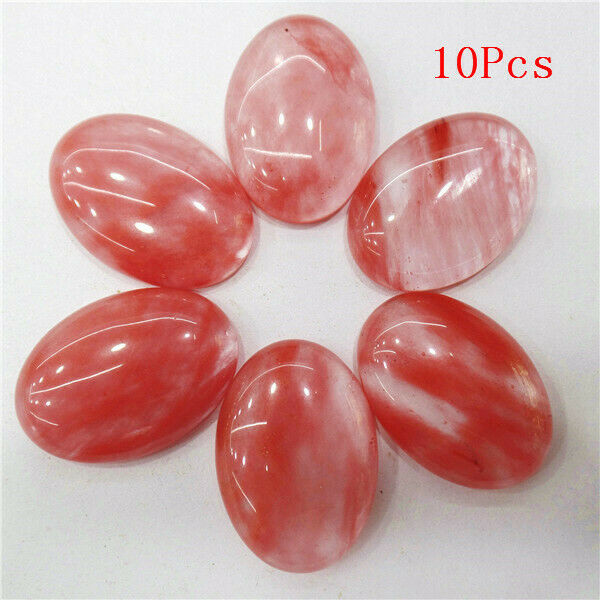 10Pcs 25x18x6mm Red Cherry Quartz Oval Cab Cabochon DIY Jewelry Making HH7223
