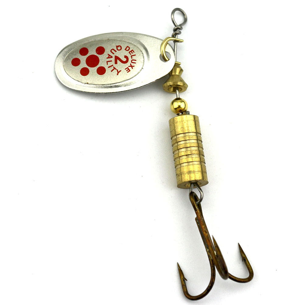 10 Pcs/Set Metal Fishing Baits Metal Dot Pattern Spinner Lures with Hook 6. DD