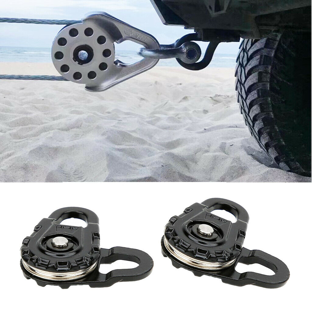 2x Metal Winch Tow Rope Snatch Block Black 1/10 RC Car Vehicle Crawler Parts
