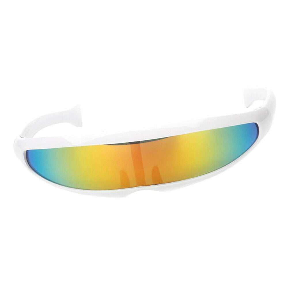 2pcs Yellow Blue UV Protect Alien Futuristic Eyeglasses Narrow Cyclops Color