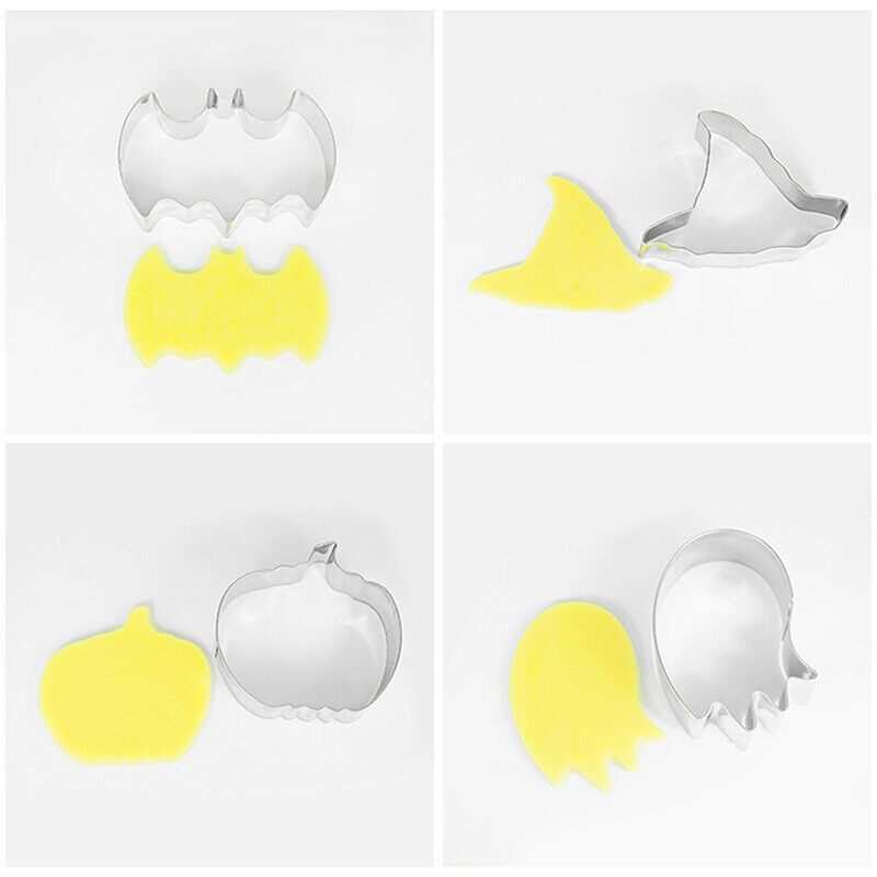 10pcs Stainless Steel Halloween Cookie Cutter Set Hand Press Mould Tools Kitc KX