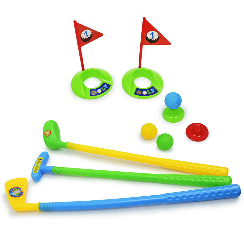 Kids Blue Golf Club Playset – Golf Cart with Wheels, 3 Clubs, 3 Balls and 2