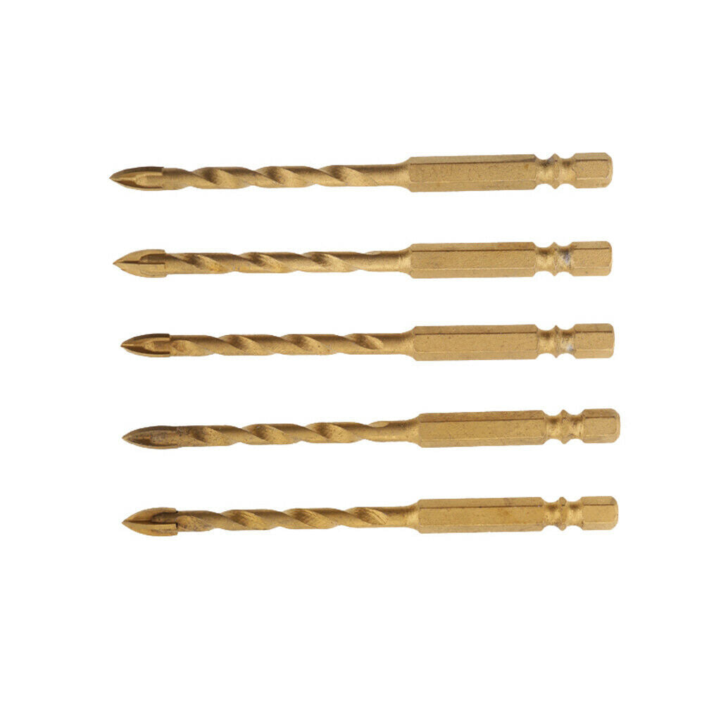10pcs Mirror Ceramic Tile Glass Thread Drill Bits Set Cross Spear Head 6mm